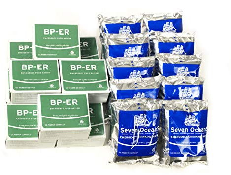 Emergency Food Power-Set, 10 x BP ER und 10 x Seven Oceans Trinkwasserkonserven (neueste Charge und Zertifikat vom Händler Lebenskraft)