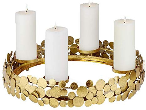 Lambert - Jimin - Adventskranz, Adventsleuchter - Metall - Gold - Maße (ØxH): 50 x 11 cm