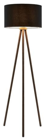 Lindby Stehlampe Majken (Skandinavisch) in Schwarz aus Holz (1 flammig, E27) - Stehleuchte Floor Lamp Standleuchte Wohnzimmerlampe Tripod Wohnzimmerleuchte