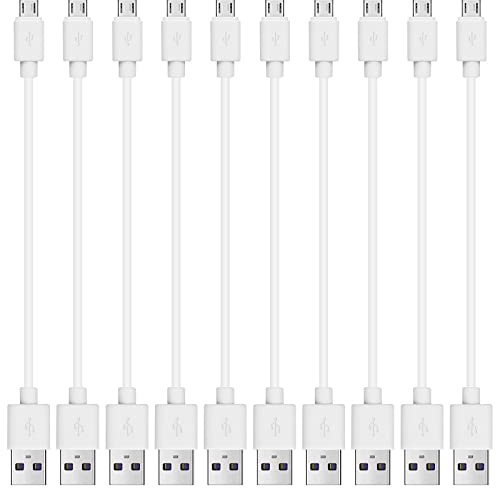 Short Micro USB Cable 10-Pack Bulk 12-Inch 1' Cord