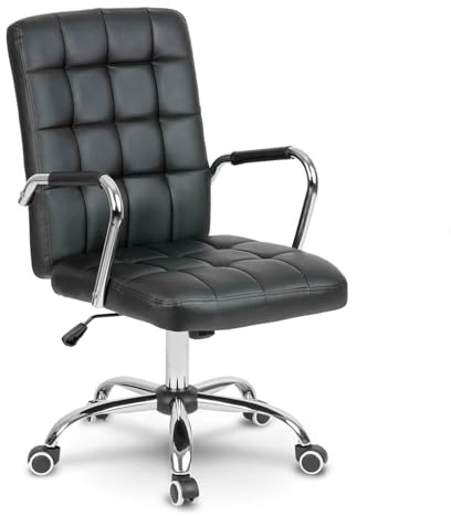 Sofotel Schreibtischstuhl Bürostuhl Drehstuhl Höhenverstellbar Armlehnen Stuhl Arbeitszimmer Doppelte Gummierte Rollen Kunstleder Benton Schwarz
