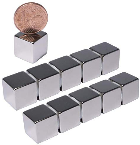 Neodym Magnete Mini Magnet 12x12x12mm Würfel Quader 7,94 KG Für Magnettafel Pinnwand Kühlschrank Starker Magnetquader - Whiteboard Quadermagnet 12mm Magnet Würfelmagnet Cube [10 Stück]