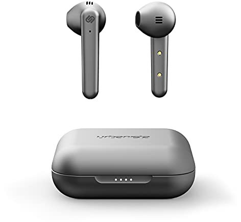 Auriculares inalámbricos intraurales Urbanista Stockholm Plus: 20+ hrs de reproducción, auriculares IPX4 a prueba de agua, auriculares Bluetooth 5.0, controles táctiles y micrófono mejorado, Titanio