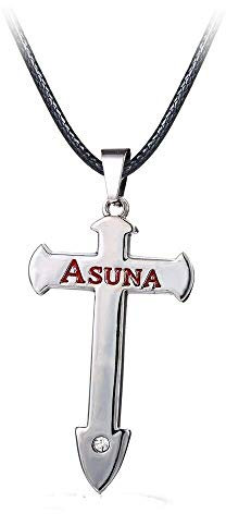 Générique SAO Halskette mit Anhänger Schwert Kreuz Asuna Kirito Bruderschaft Ritter des Blutes – Geschenkidee zum Geburtstag für Herren und Damen, 3 cm, Metall