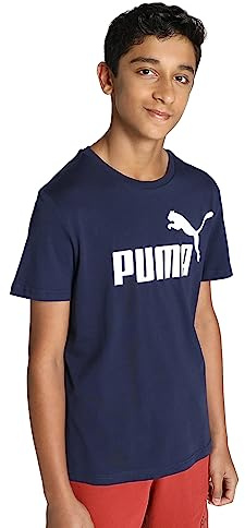 PUMA Boy's Ess Logo Tee B Tee, Peacoat, 7 Years