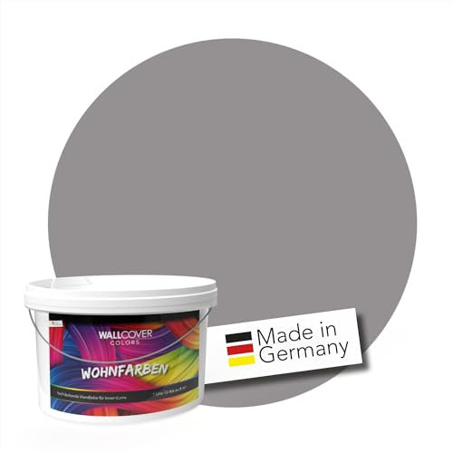 WALLCOVER Peinture murale de qualité supérieure | Gris | 2.5L = 20m² | Pour les intérieurs à très haut pouvoir couvrant (classe 1) | Finition mate | Fabriquée en Allemagne