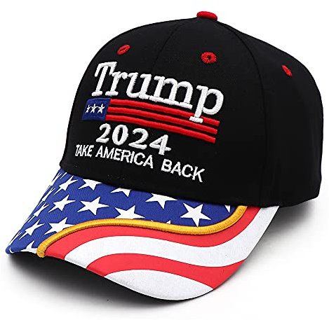 Trump 2024 Hut Donald Trump Hat 2024 MAGA Keep America Great Hat Camo USA Bestickte Verstellbare Baseball Cap, Take America Back-black, Einheitsgröße