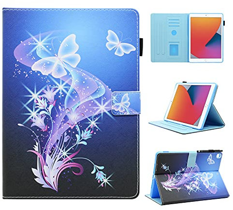 BYCeKe Case for iPad 9th Generation 2021 iPad 8th/7th Generation 2020/2019 Release 10.2 inch iPad Case 9th Generation iPad Cover, Slim PU Leather Folding Stand Cover with Auto Wake/Sleep, Butterfly