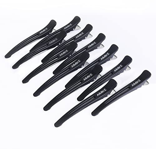 AIMIKE Lot de 12 pinces à cheveux professionnelles pour coiffer, antidérapantes, sans traces, avec bande en silicone, pinces à cheveux pour salon de coiffure et à domicile pour coiffeur, femme, homme,