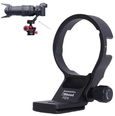 iShoot CNC Lens Collar Tripod Mount Ring Compatible with Nikon FTZII Mount Adapter Bayonet Converter, Lens Support Holder Bracket Bottom is Arca-Swiss Fit Quick Release Plate Dovetail Groove