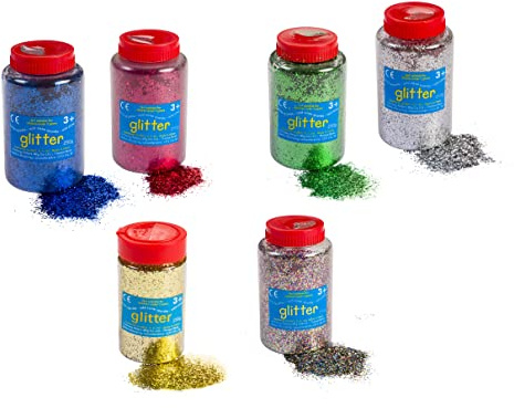 Glitter | 250gram tub with Easy Pouring, resealable lid | Glitter Art | Pack of 6