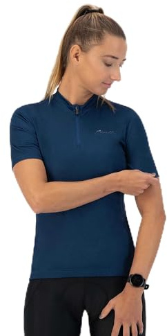 Rogelli Radtrikot Damen - Kurzarm Fahrradtrikot mit Reißverschluss - Atmungsaktiv & Schnell Trocknend - Dunkelblau - Core