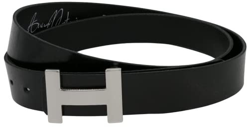 AnnaMatoni Eleganter Damen Ledergürtel in weichem Rindsleder 3mm stark mit Modischer Metalldorn Koppel Schließe 3cm Breit Damen Leder Gürtel (Schwarz 790, TW110 - Gesamtlänge 125cm)