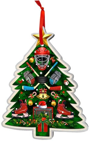 COUPLE FOX Hockey Christmas Ornaments, Ice Hockey Xmas Tree Acrylic Ornament for Boy Girl, Hockey Player Ornament Decoration, Sports Fan Ornament 2023, Hockey Gifts for Christmas Decor.