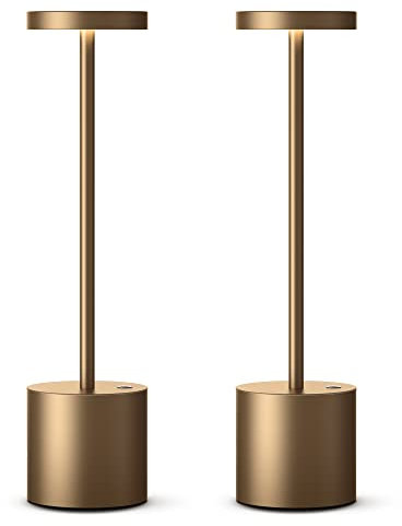YIKUI 2 Pack LED Lampada da tavolo Senza Fili, 6000 mAh batteria ricaricabile 3 modalità di illuminazione luce dimmerabile lampade da tavolo portatili, per ristorante, terrazza (2 Titanio)