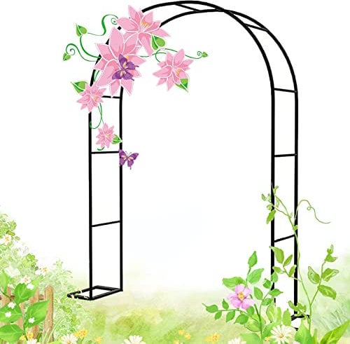 Garden Pergola Metal Arch Arbor Heavy Duty Strong Archway Trellis Rose Arches With Base W1.2M×H2.2M W1.4M×H2.3M W1.8M×H2.2M W2.4M×H2.2M Bridal Party Wedding Decoration ( Color : Black , Size : 120x220