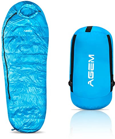 AGEM Daunenschlafsack 4 Jahreszeiten Mammut Winter -5-5 Grad Schlafsack Sommer Kleines Packmaß für Camping Leichter Mumienschlafsack 210x80cm