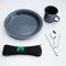 ECOPOWER SPORTS Mess kit, 1 Person Camping & Picnic Tableware Dining Set, Grey 350ml Mug/24 CM Plate Plus Stainless Steel Cutlery Knife with Bottle Opener, Fork, Spoon and Hygienic Pouch. 6PCS