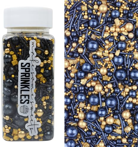 MakeSomeSweets DARK DREAMS Comestibles Sprinkles NOIR, OR - Vegan, sans huile de palme, décoration vibrante pour desserts, 100 g