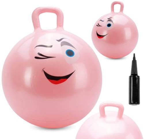 sun baby Hüpftiere ab 1 Jahr mit Pumpe aufblasbares Hüpfspielzeug aus Hochwertigem und Strapazierfähigem Gummi, Verschiedene Designs (Hellrosa Gummiball)