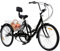 MooBeey 24 Zoll 7-Gang Erwachsene Dreirad aus Kohlenstoffstahl, Erwachsenendreirad 3 Räder Fahrrad mit Faltbares Rahmen, Klappdreirad City Tricycle Kreuzfahrt Dreirad mit Einkaufskorb (Schwarz)