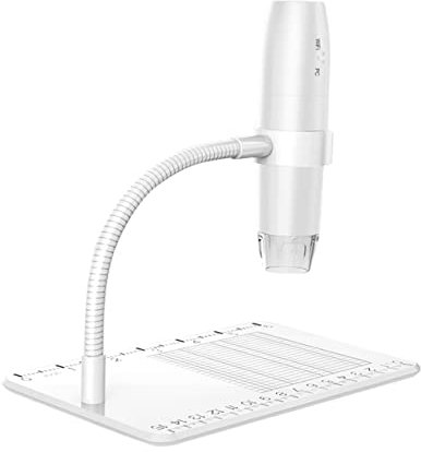 jojofuny USB Digital Mikroskop Handmikroskop Mit Led Licht Vergrößerung Fokuseinstellung Kabellos WiFi Inklusive Halterung Geeignet Für Industrie Schmuck Und PCB Prüfung Weiß