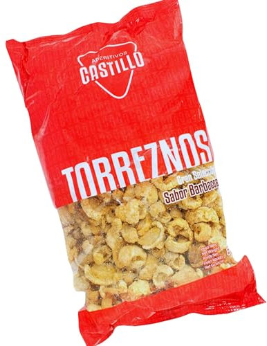 Torreznos de Aperitivos Castillo: Bolsa de 800g de Cortezas de Cerdo con Sabor a Barbacoa - Crujientes y Sabrosos - Snack Adictivo para Compartir en Eventos - Cortezas de Cerdo para Aperitivos