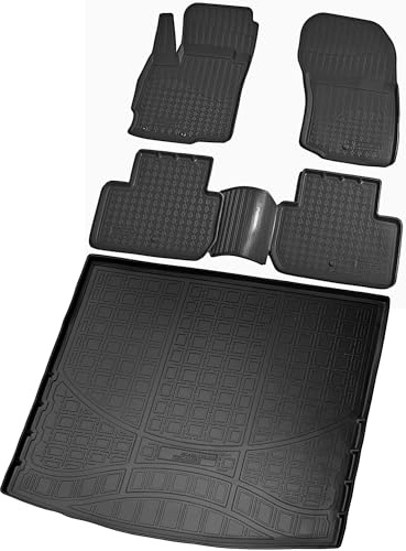 RECAMBO Gummimatten & Kofferraumwanne Set passend für Mitsubishi Outlander III, hoher Boden | BJ ab 2012> - 100% passgenaue Auto Fußmatten und Kofferraummatte aus hochwertigen rutschfesten TPE