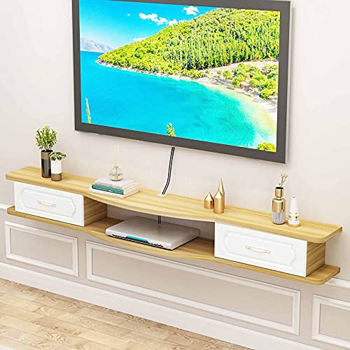 ASerZenith Schwebender TV-Ständer, wandmontierter TV-Schrank, hängende TV-Konsole aus massivem Holz, wandmontierter DVD-Player (A 120 cm)