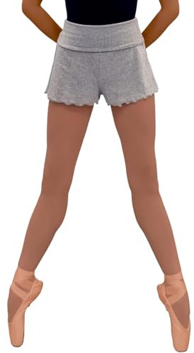 Tacherlia Tanz-Strick-Shorts, hohe Taille, elastische Sport-Shorts, GRAU, Small Kurze Schlauch