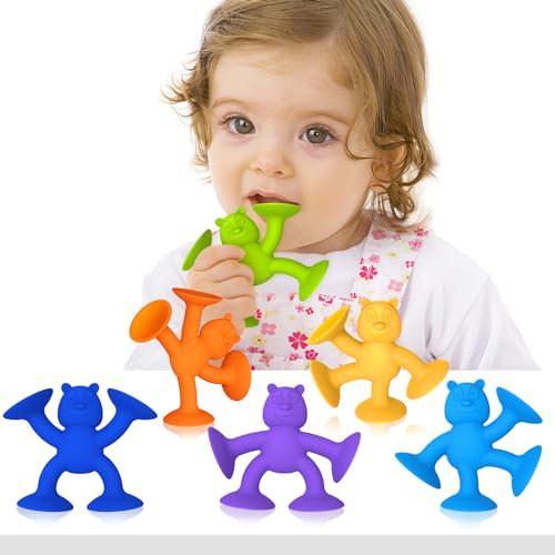 Saugnapf Spielzeug Kinder, Badewannen Spielzeug,Niedlicher Bär Montessori Spielzeug ab 3 Jahre Reise Spielzeug Autismus Sensorik Spielzeug Silikon Bausteine Spielzeug für 3 4 5 6 7 8 Jahre