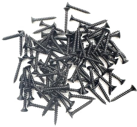 100 PCS Black Wood Screws (3.5mm x 25mm) Double Countersunk Multi Purpose Organic Woodscrews
