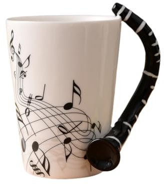 SHABD 240 Ml Keramiktasse, Musik-Keramikbecher, Niedliche Kaffee-, Tee-, Milch-, Daubenbecher und Tassen mit, Neuheitsgeschenke, Klarinette