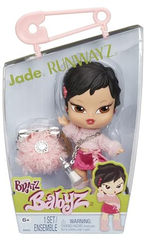 Bratz Babyz Runwayz Doll - Jade - 1 Sammel-Modepuppe mit Modischem Outfit, Niedliche Babypuppe mit einer Halskette, die Auch Als Schlüsselanhänger Dient - Kinderspielzeug - für Kids ab 6 Jahre