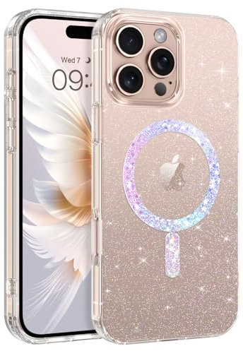 BENTOBEN Magnetic Case for iPhone 16 Pro Max [Compatible with MagSafe], Cute Clear Glitter Bling Sparkly Slim Lightweight Soft TPU Shockproof Protective Women Girls Cover for iPhone 16 Pro Max