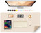 Large Desk Mat 90 x 43 CM, PU Leather Desk Pad Protector, Non-Slip Large Mouse Pad with Suede, Easy Clean Computer Mat for Desk, Office Desktop Mat for Keyboard, Desk Table Mat (Apricot)