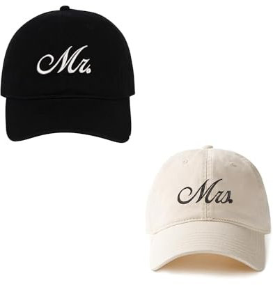 MIMAYIN Mr&Mrs Baseball Cap Stickerei Basecap Baumwolle Verstellbare Reine Farbe Baseballmütze Sport Visier Hut für Herren Damen 2Pack