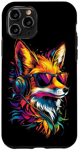 Fuchs Kopfhörer Bunte Regenbogen Farben Rotfuchs DJ Füchse Hülle für iPhone 11 Pro