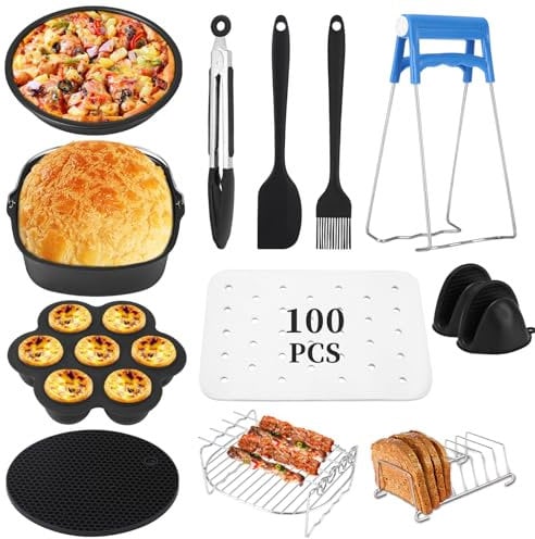 Molde Silicona Freidora de Aire,Juego de 13 Piezas Moldes para Freidora de Aire,Accesorios Airfryer,Apto para Philips 7.2L 7.3L,Ninja 4.7L,Cecotec 5.5L 6L Moldes para Freidora de Aire