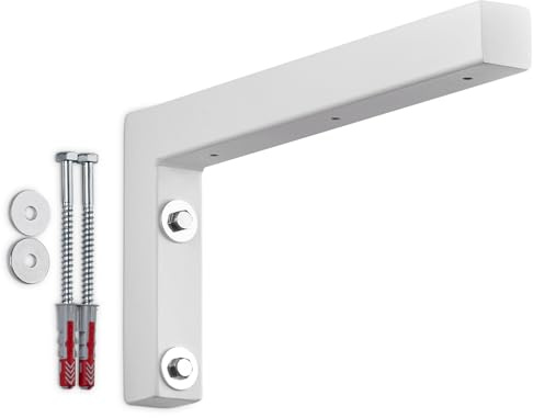 SOTECH 1x Wandkonsole L-Form 300x150x30 mm weiß matt pulverbeschichtet | robuster Regalwinkel zur Wandmontage, besonders geeignet für DIY-Projekte