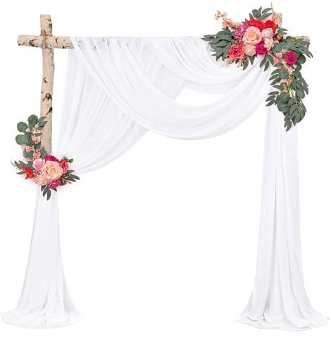 thirei Hochzeitsbogen Vorhang,Vorhang Hochzeit Hintergrund,Querbehang Transparente,für Fotografie Party Hochzeit Geburtstag (Weiß)