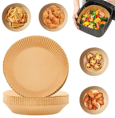 Xsybegdlk 200 Stück Backpapier für Heißluftfritteuse,16-20 CM Backpapier Airfryer Luftfritteuse Pergamentpapier Rund mit Airfryer Ninja für Philips Cosori Tefal, für Bratpfanne, für Ofen