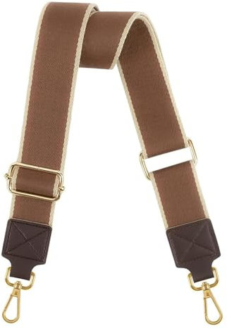 ShinningCare Bag Strap, Wide Replacement Shoulder Handbag Straps for Women Men, 1.5 - (3.8 CM) Adjustable Wide Canvas Crossbody Strap with Leather End - Brown/Gold