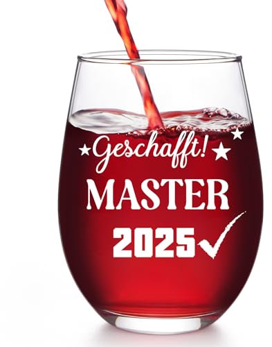 Joymaking Calice da vino con incisione – Creato Master 2025, regalo di laurea 2025, regalo Matura, bicchiere da vino Pernasoliert 17oz
