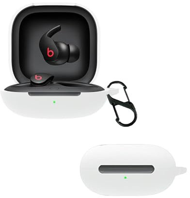carinacoco Custodia in silicone per Beats Fit Pro con moschettone, morbida e flessibile, ultra sottile, antiurto, custodia per auricolari Beats Fit Pro, colore: bianco