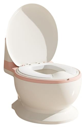 Pot Bébé Toilette, Apprentissage Proprété, Musical Toilette Enfant Bébé, Design Ergonomique, Base Antidérapante, 39 x 27 x 32 cm (Blanc Rose)