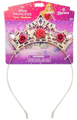 Disney Store Official - Dornröschen - Aurora - Diadem für Kinder - Kostüm-Accessoire mit goldfarbener Oberfläche, pinkfarbenen Rosen und rosafarbenen Strasssteinen