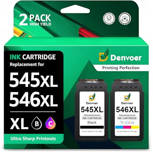 Denvoer PG-545XL CL-546XL Ersatz für Canon Druckerpatronen 545 546 XL Multipack Kompatibel für Canon Pixma TS3350 TS3450 TS3451 TS3452 TS3351 TS3150 TR4550 TR4650 MX495(Schwarz, Farbe)