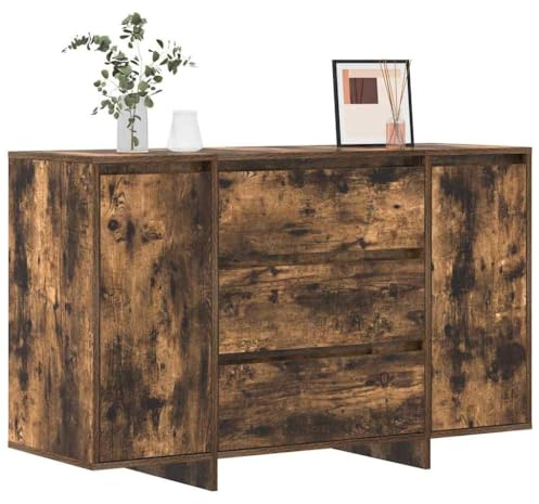 vidaXL Sideboard Smoked Oak 120 x 41 x 75 cm Engineered Wood | Offers loads of space for your stuff, Minimalist style fits in anywhere, Made from solid oak
