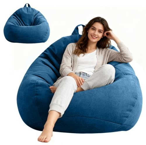 Umllpet Sitzsack XL, Sitzsäcke Tropfenform nur Bezug (ohne Füllung), Bean Bag Chair für Erwachsene Kinder, Gaming Sitzsack für Wohnzimmer Kinderzimmer Sofa Outdoor Deko, 100x120cm (Dunkelblau)